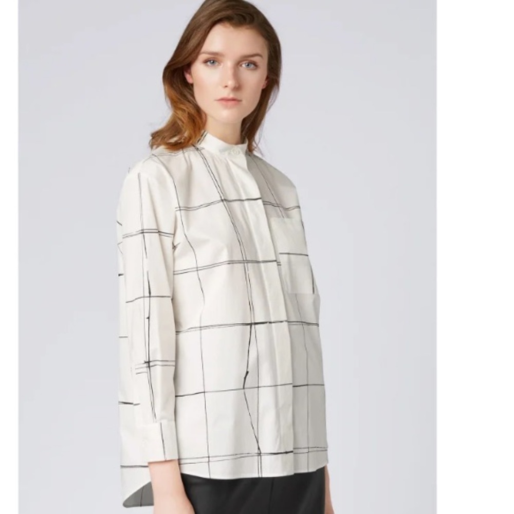Hugo Boss White Fine Oversized Button Down Check Shirt